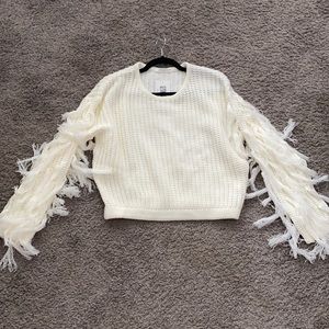 NWT 12th Tribe Fringe Sleeve Sweater
